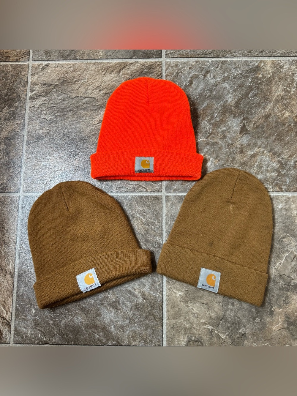 Carhartt Beanie Hat Cap Lot of 3 One Size Cuffed Logo Acrylic Workwear Outdoor